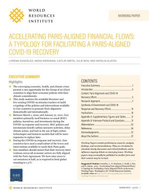 Accelerating Paris-Aligned Financial Flows: a Typology for Facilitating a Paris-Aligned Covid-19 Recovery