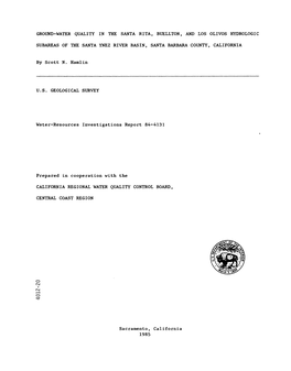 Ground-Water Quality in the Santa Rita, Buellton, and Los Olivos Hydrologic Subareas of the Santa