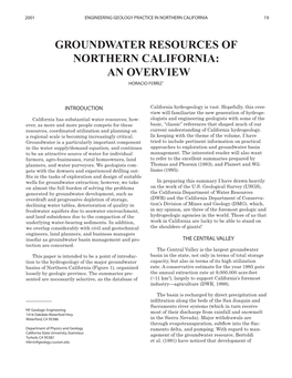 Groundwater Resources of Northern California: an Overview Horacio Ferriz1