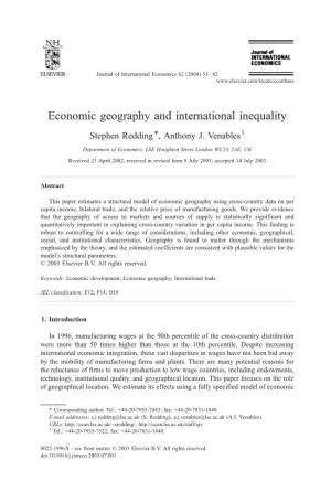 Economic Geography and International Inequality