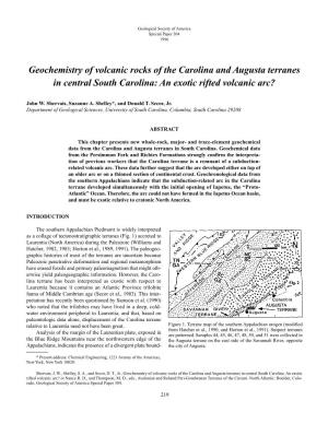 Geochemistry of Volcanic Rocks of the Carolina and Augusta Terranes in Central South Carolina: an Exotic Rifted Volcanic Arc?