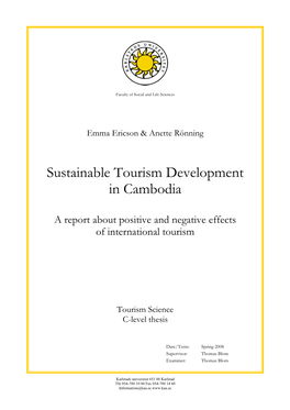 Sustainable Tourism Development in Cambodia