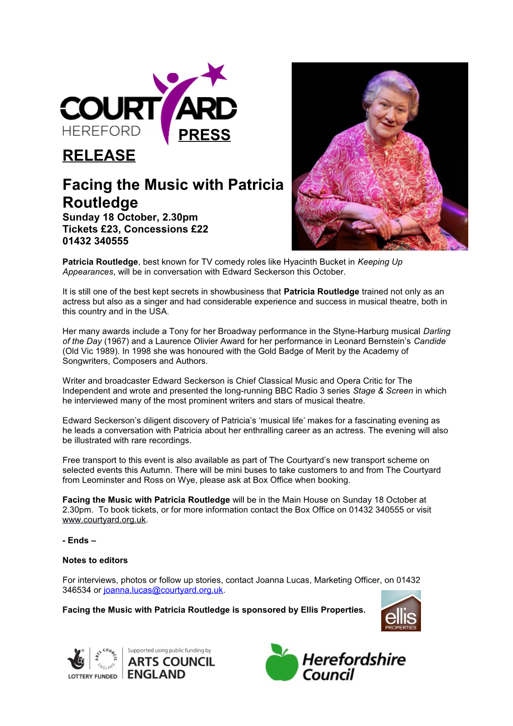 Facing the Music with Patricia Routledge