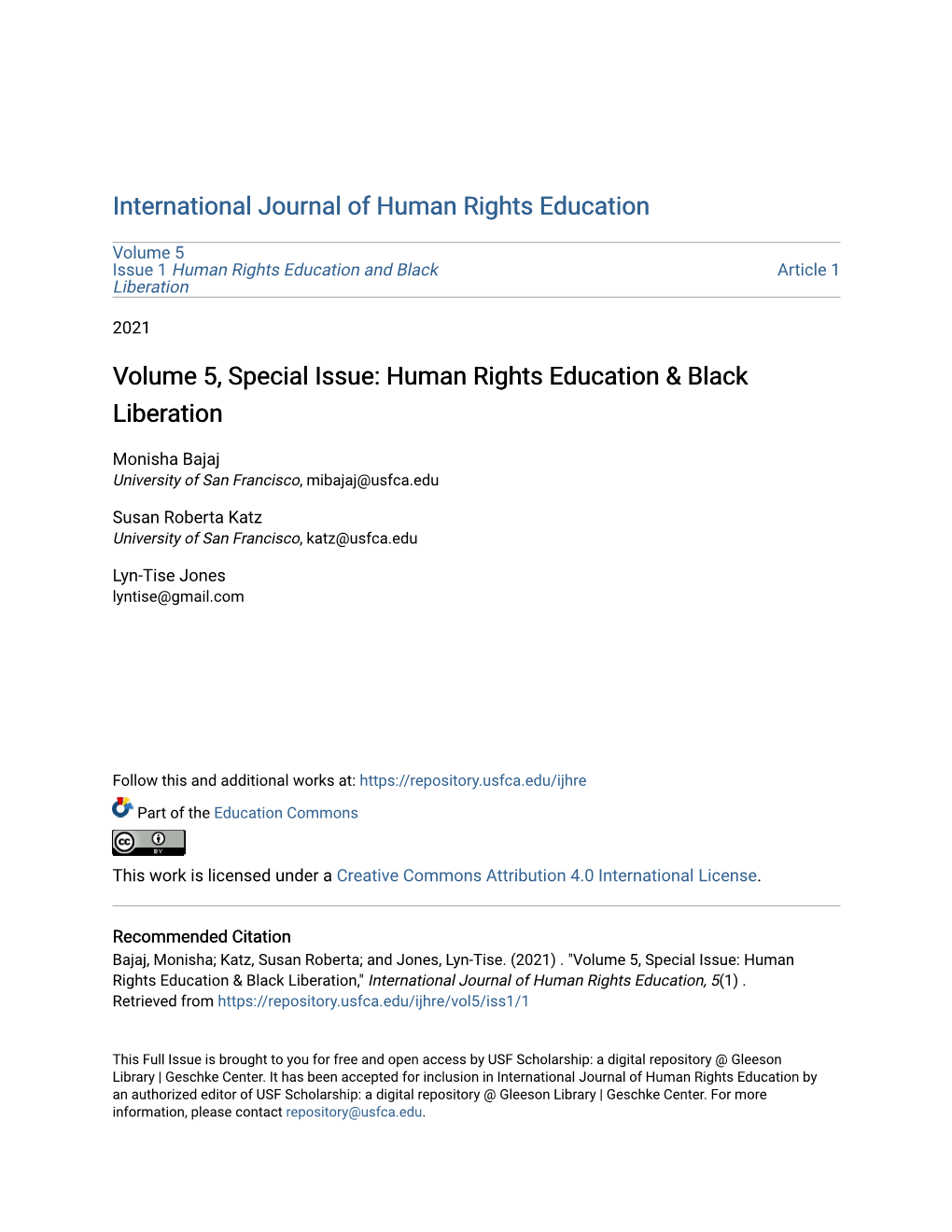 Human Rights Education & Black Liberation