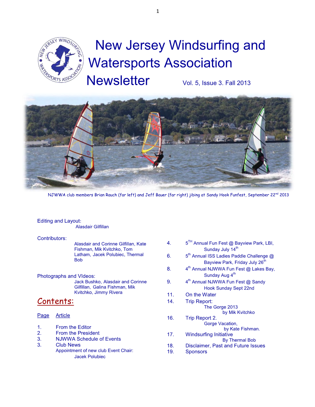 New Jersey Windsurfing and Watersports Association Newsletter