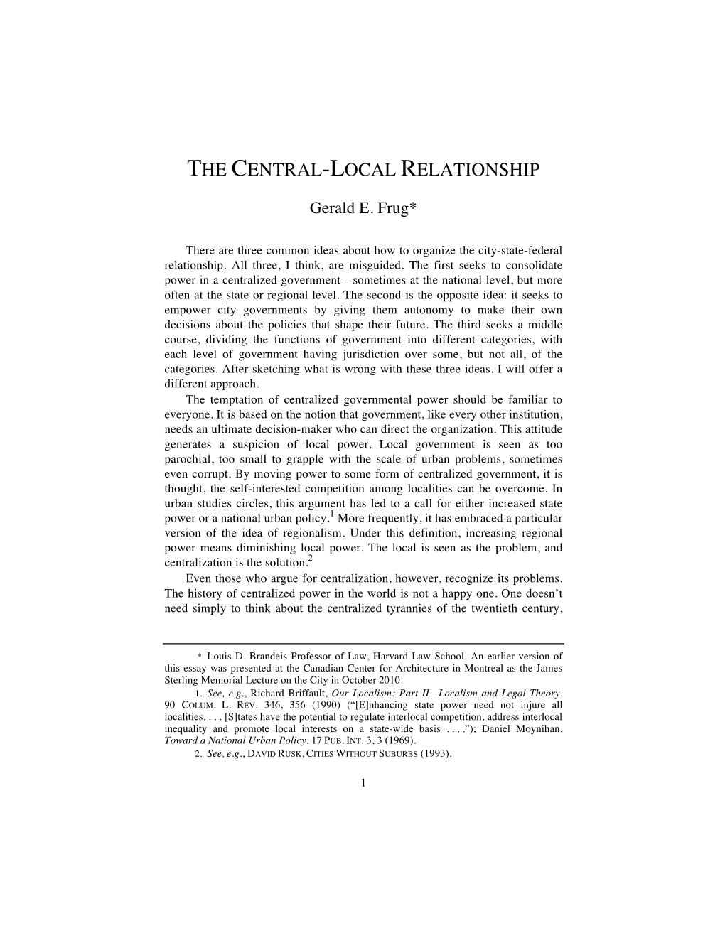 The Central-Local Relationship