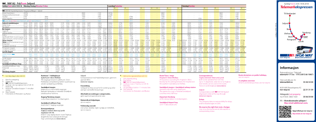 Telemarkekspressen Informasjon