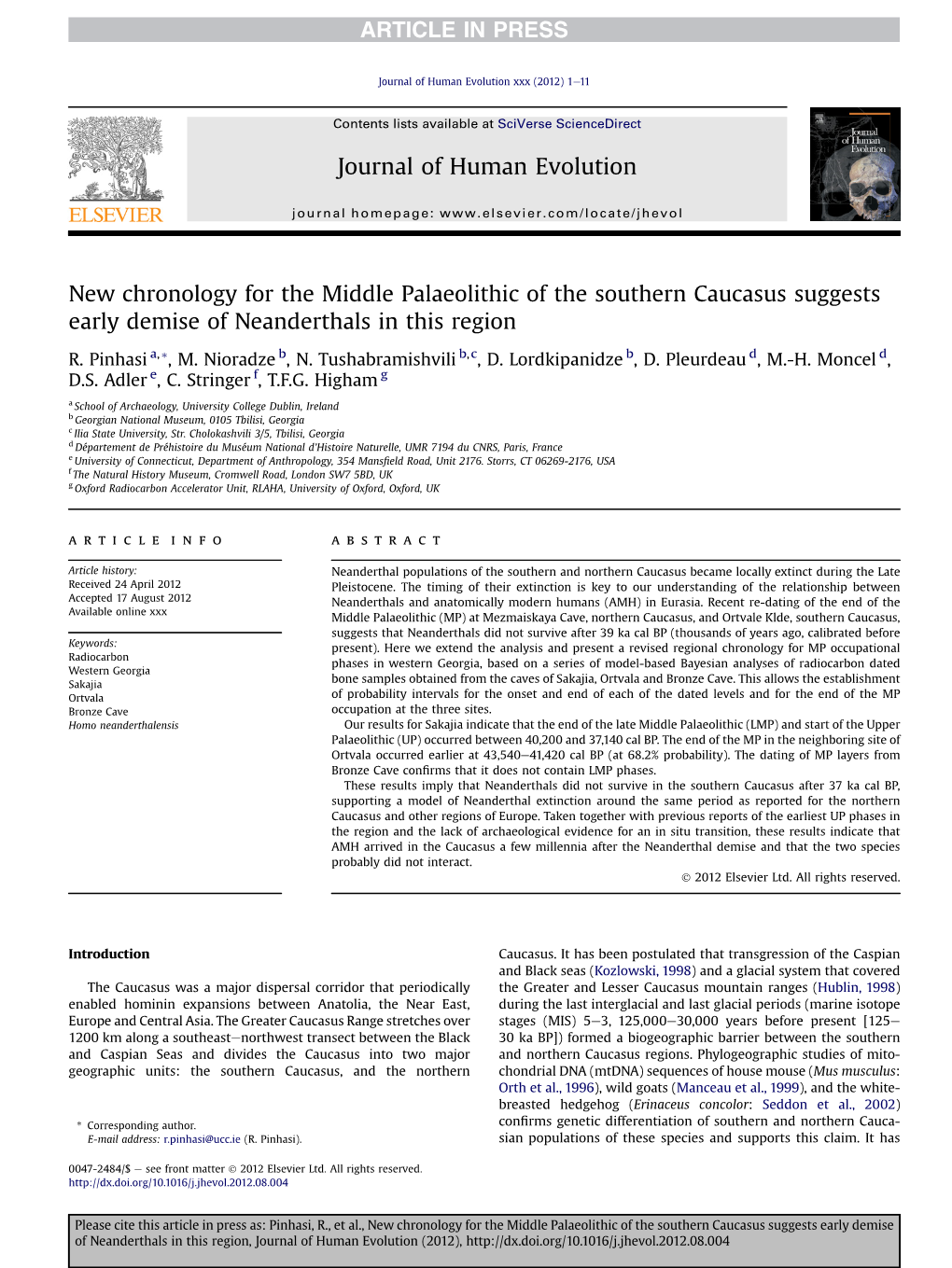 New Chronology for the Middle Palaeolithic of the Southern Caucasus Suggests Early Demise of Neanderthals in This Region