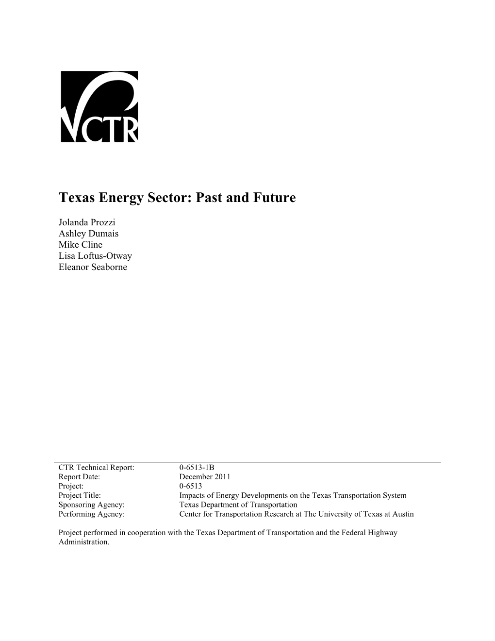 Texas Energy Sector: Past and Future