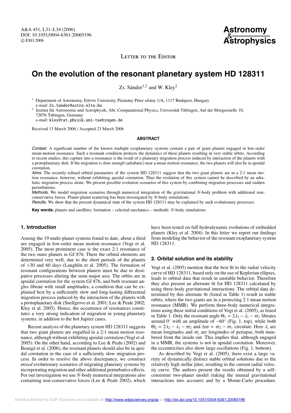 On the Evolution of the Resonant Planetary System HD 128311
