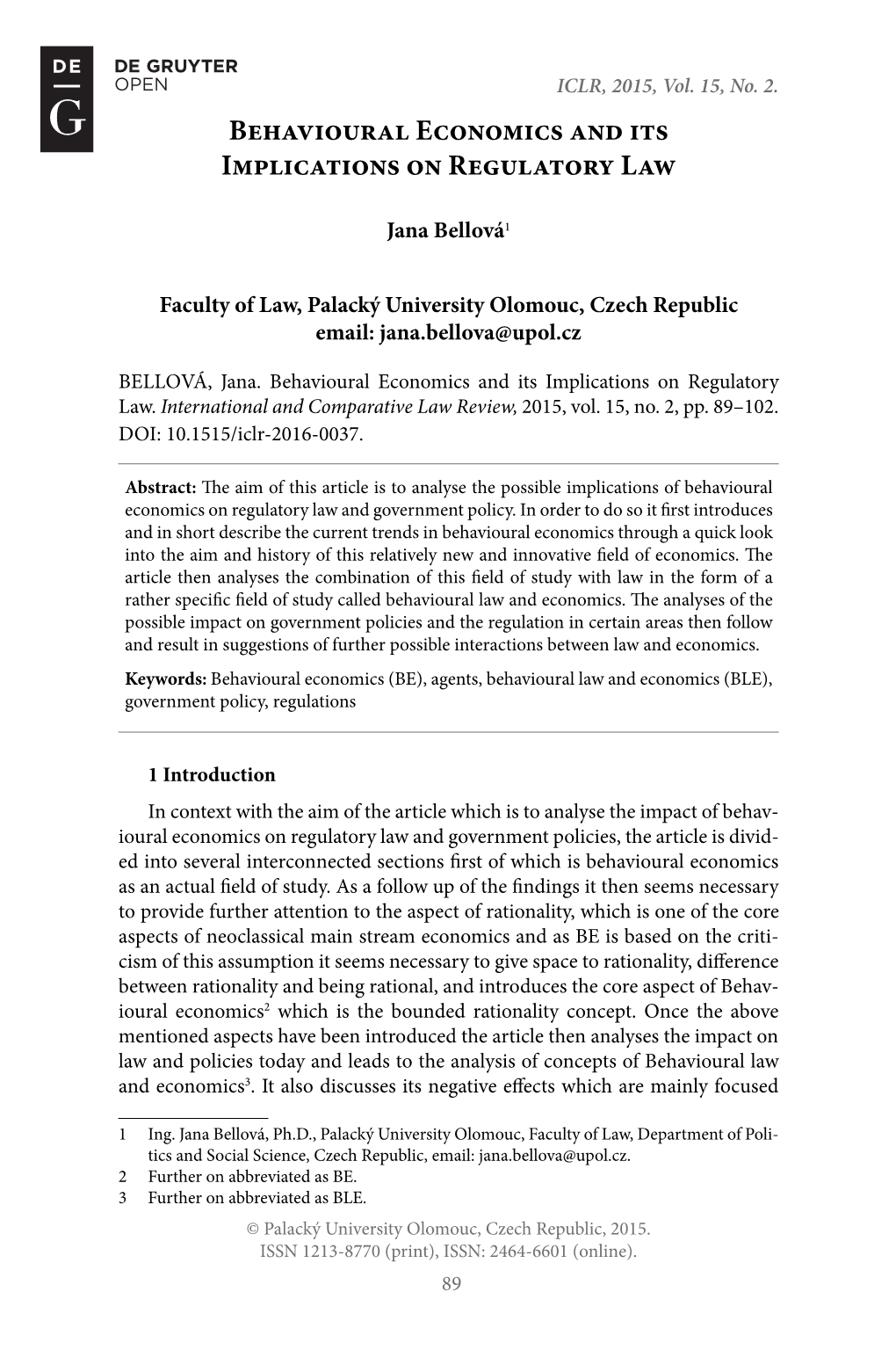 Behavioural Economics and Its Implications on Regulatory Law