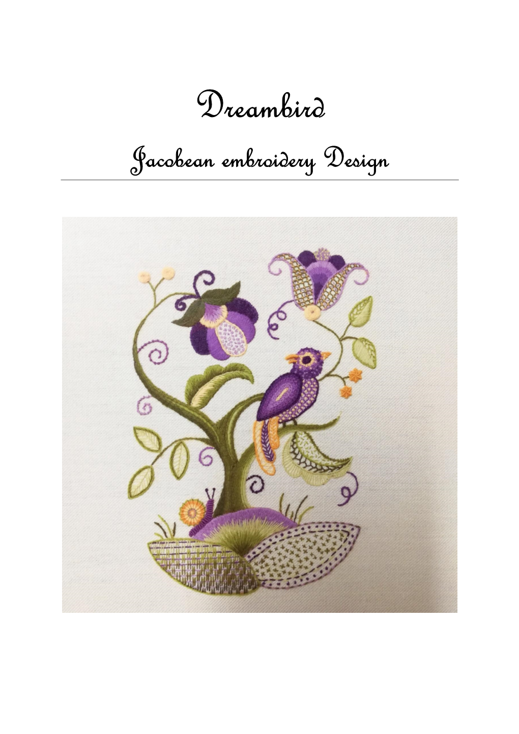 Dreambird Jacobean Embroidery Design