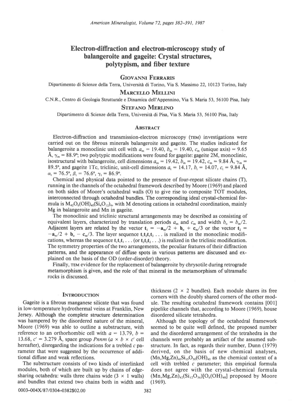 Electron-Diffraction and Electron-Microscopy Study Of