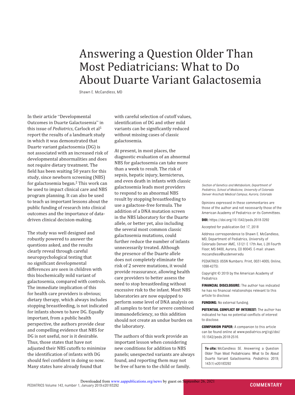 What to Do About Duarte Variant Galactosemia