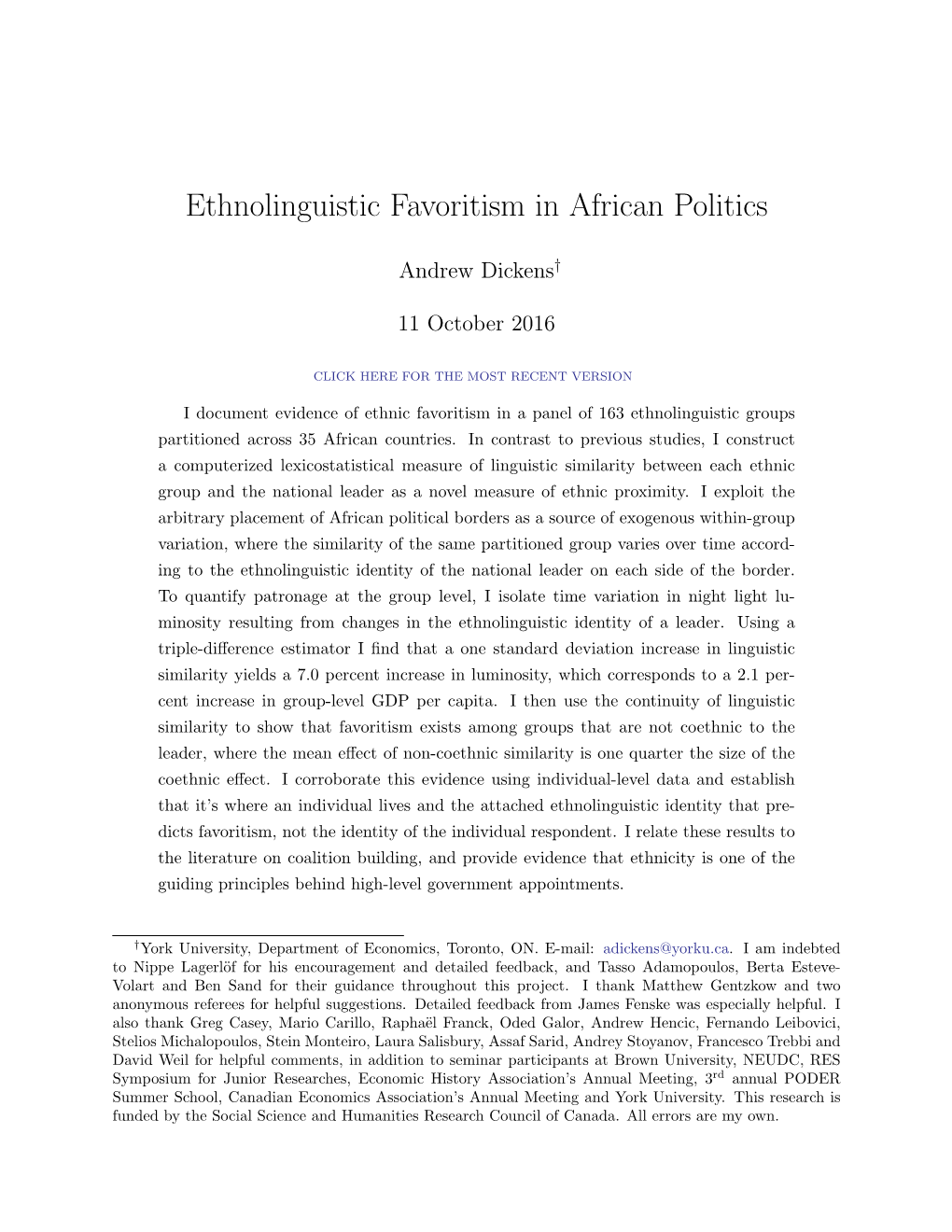 Ethnolinguistic Favoritism in African Politics