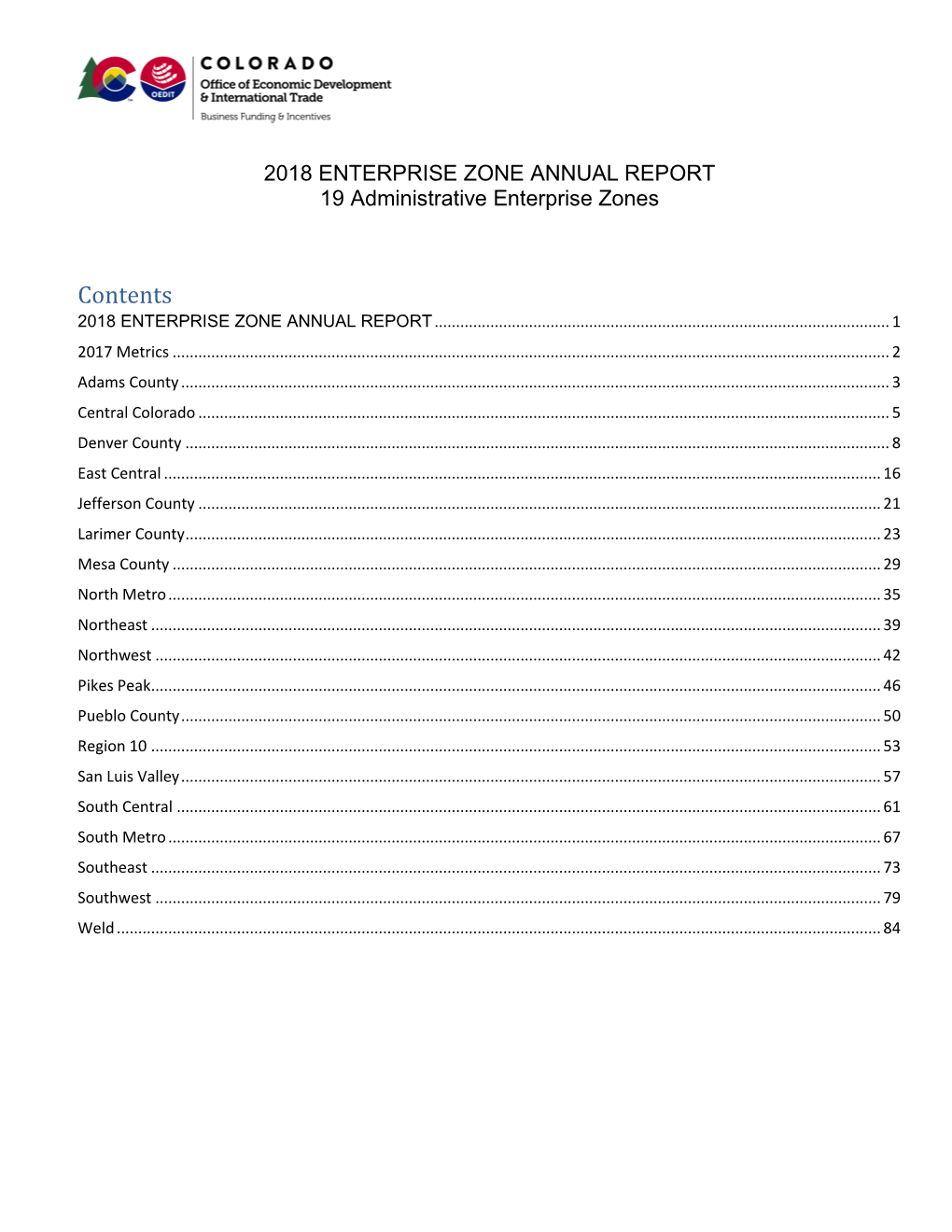 2018 Enterprise Zone Local Administrator Report