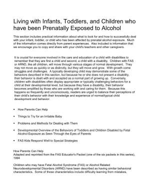 Living with Infants, Toddlers, and Children Who Have Been Prenatally Exposed to Alcohol