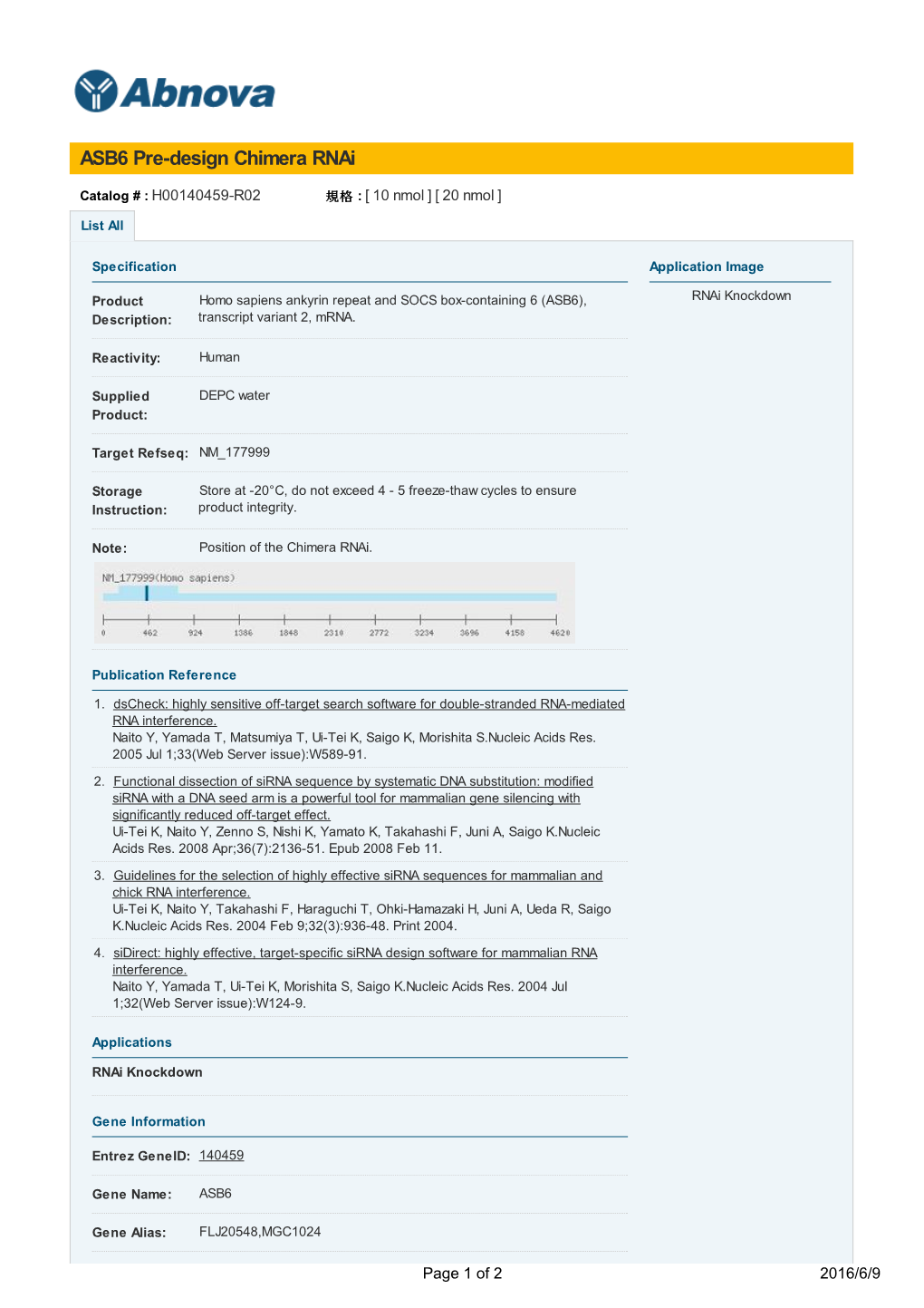 ASB6 Pre-Design Chimera Rnai