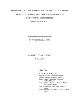 A Comparative Study of Piano Etudes by György Sandor Ligeti and Unsuk