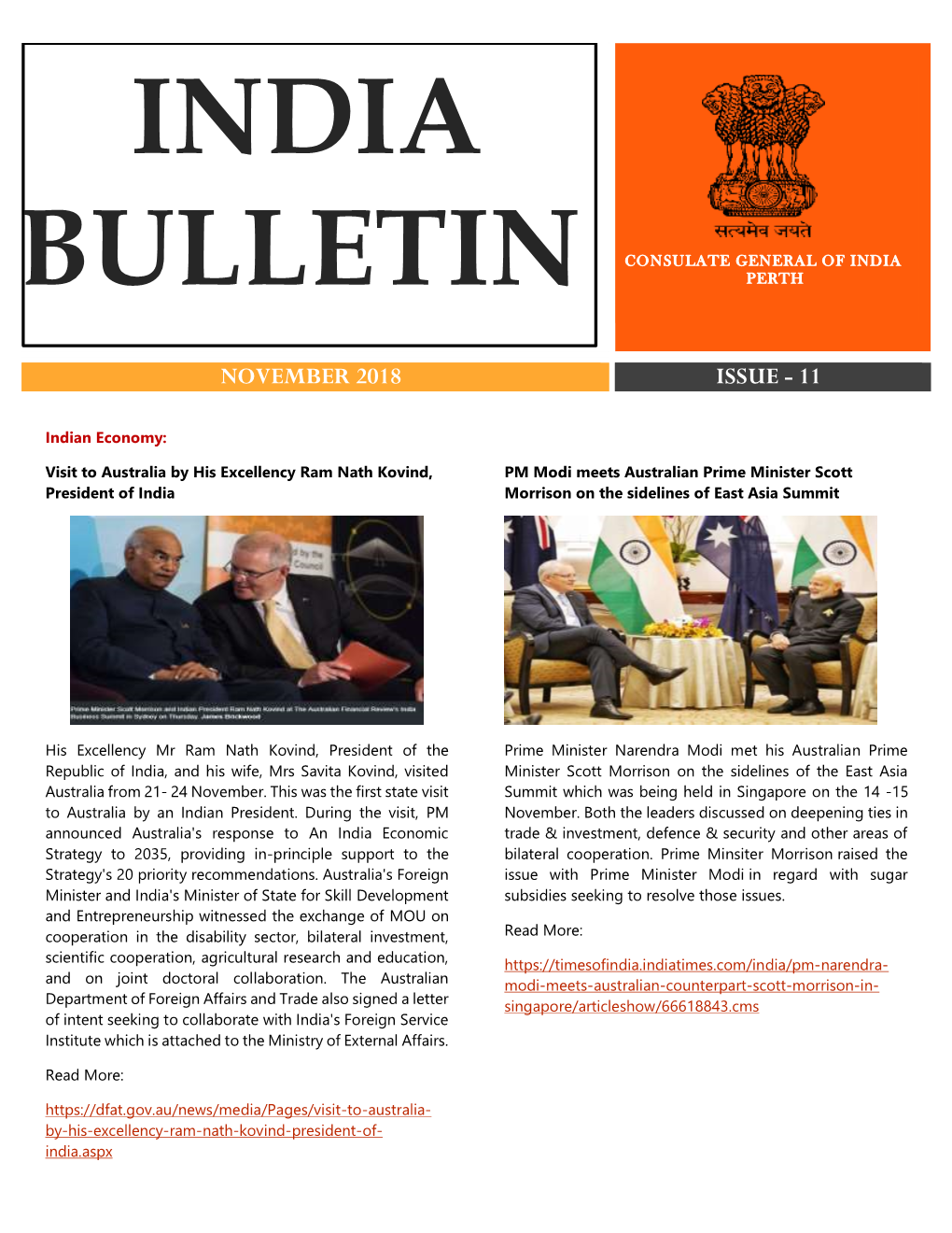 India Bulletin Newsletter – November 2018