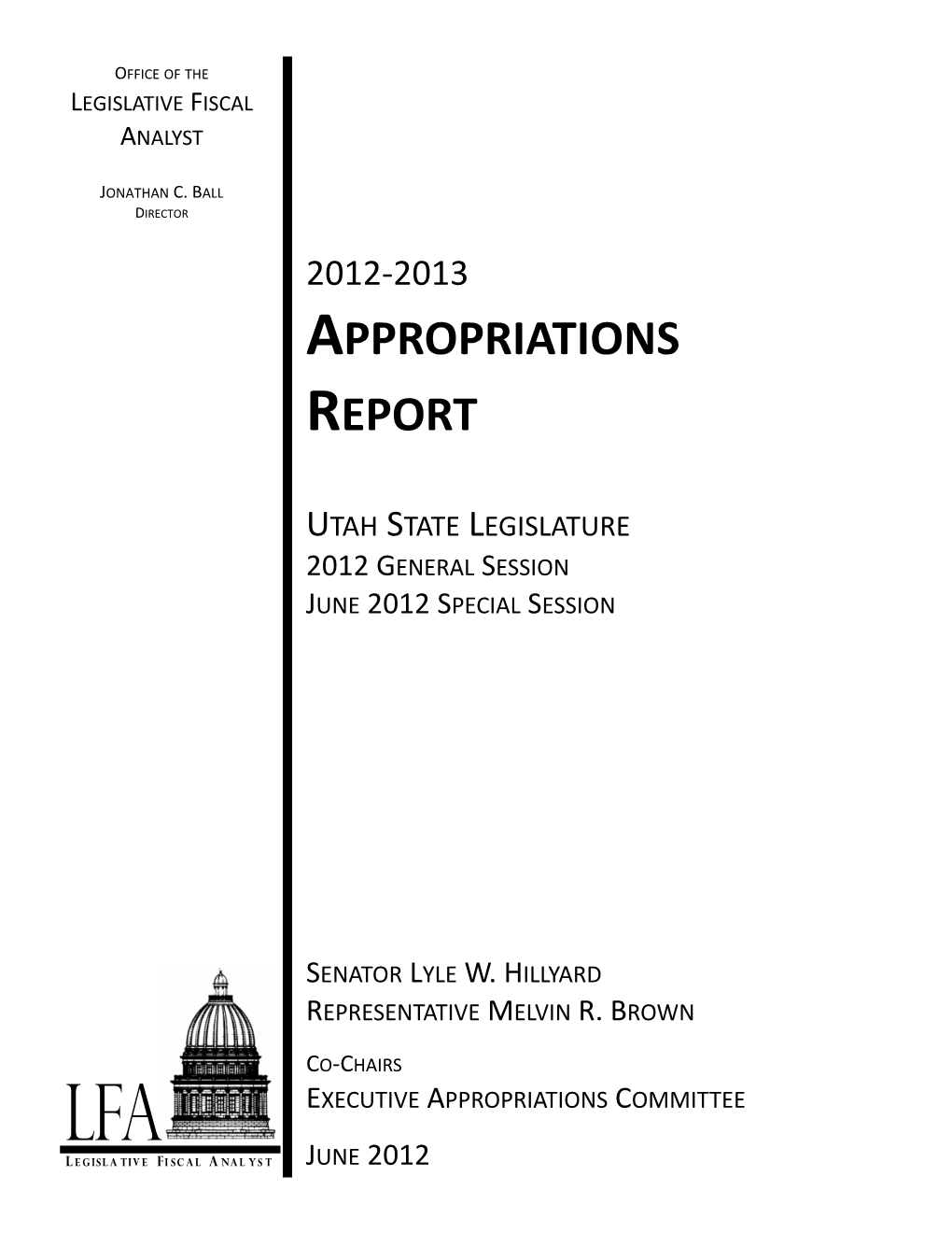 Utah 2012-2013 Appropriations Report