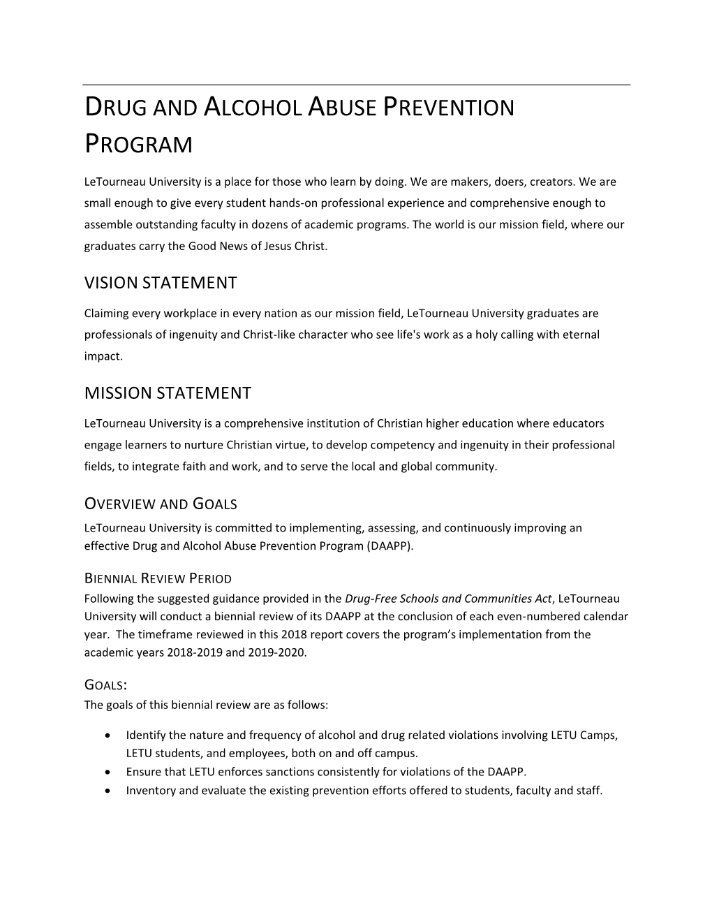 2021 Drug and Alcohol Abuse Prevention Program Review