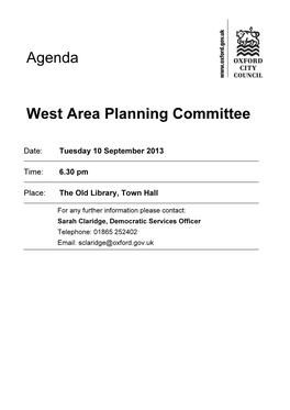 Agenda West Area Planning Committee