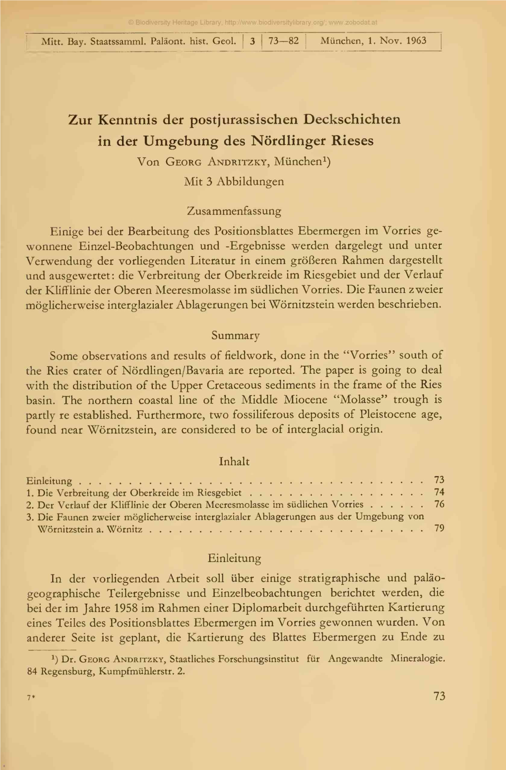 Mitteilungen Der Bayerischen Staatssammlung Für Paläontologie