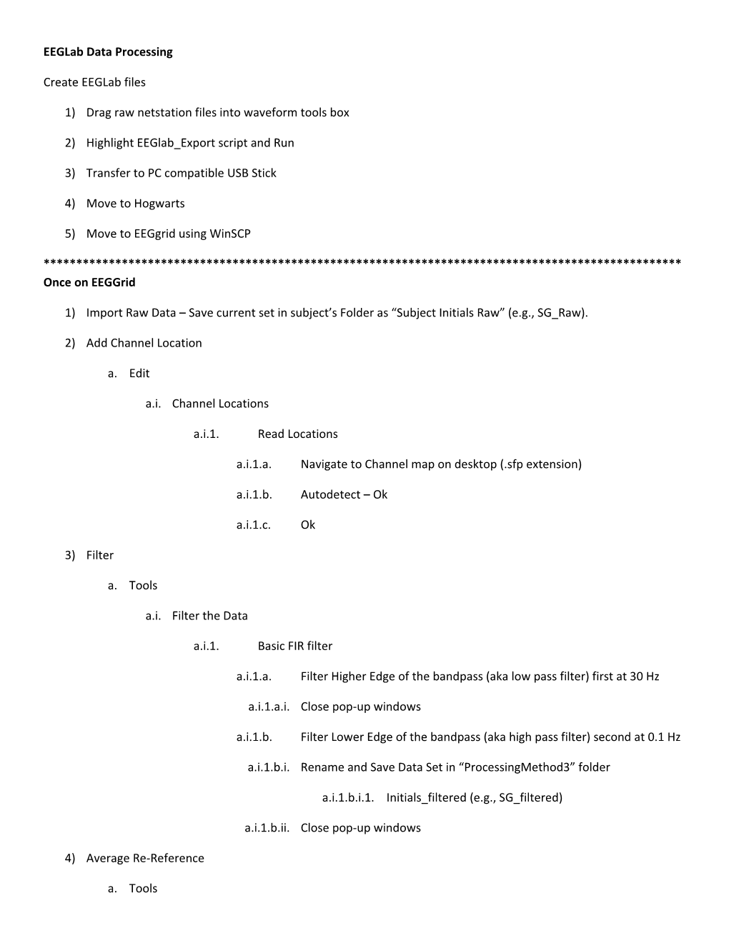 Eeglab Data Processing