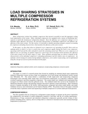 Load Sharing Strategies in Multiple Compressor Refrigeration Systems