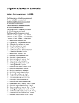 2021-01-15 Litigation Rules Update Summaries.Xlsx