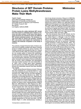 Minireview Structures of SET Domain Proteins