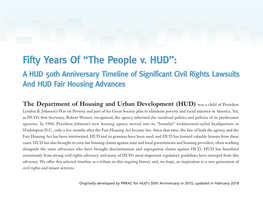 The People V. HUD ”: a HUD 50Th Anniversary Timeline of Significant Civil Rights Lawsuits and HUD Fair Housing Advances