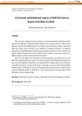 An Economic and Institutional Analysis of Multi-Port Gateway Regions in the Black Sea Basin