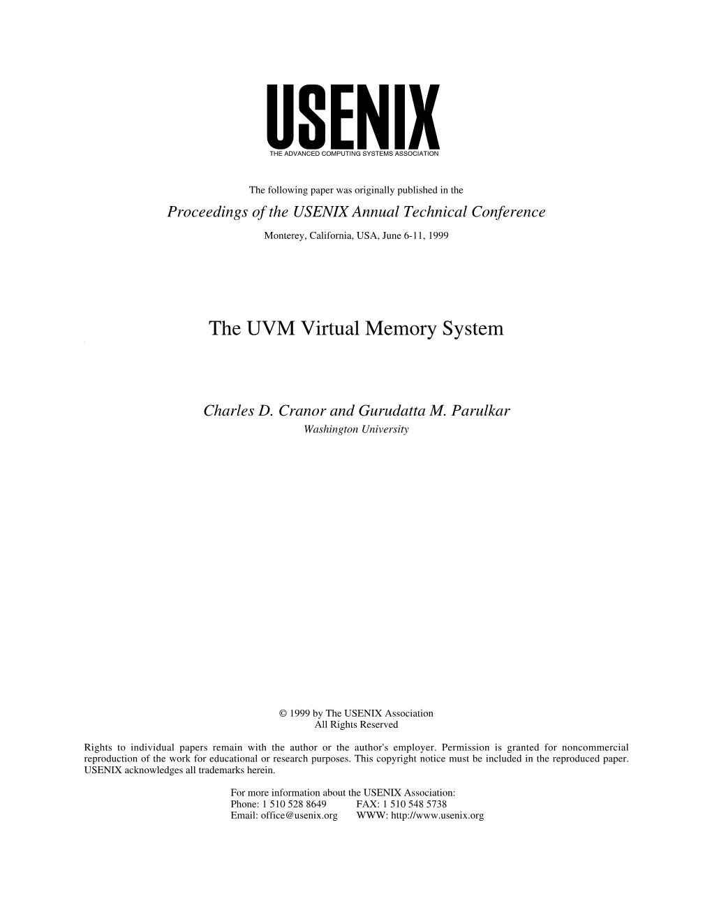 The UVM Virtual Memory System