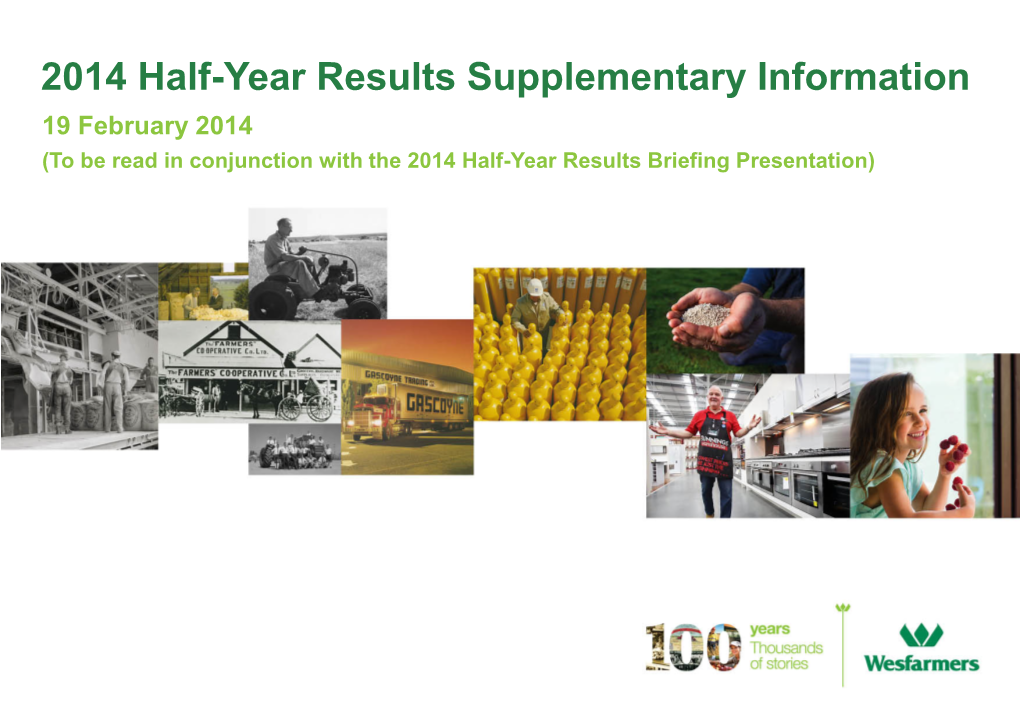 2014 Half-Year Results Supplementary Information 5200 KB