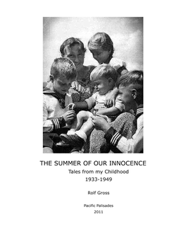 THE SUMMER of OUR INNOCENCE Tales from My Childhood 1933-1949
