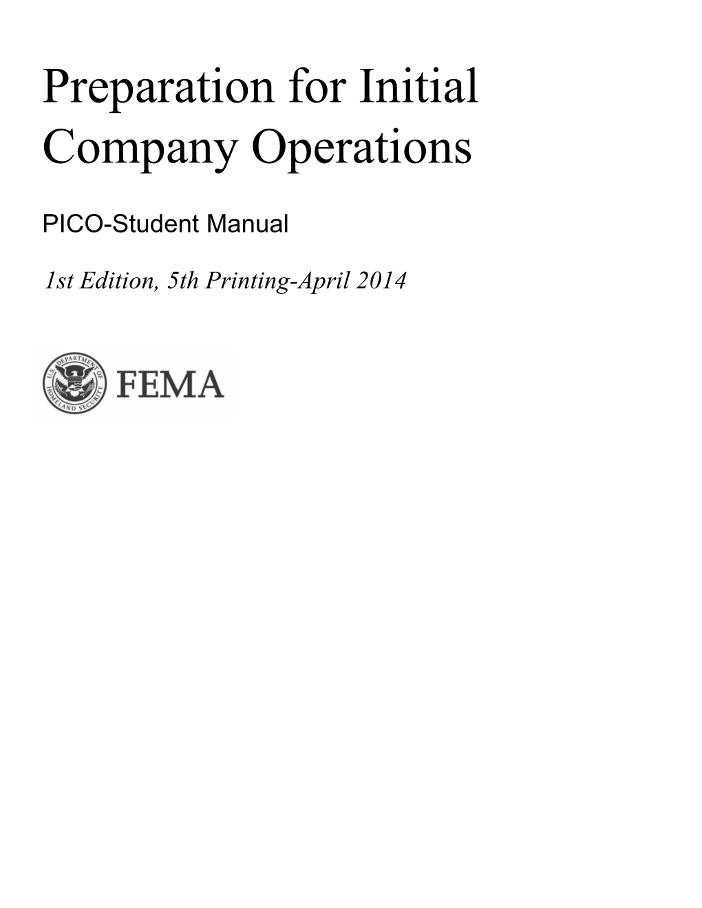 Preparation for Initial Company Operations-Student Manual