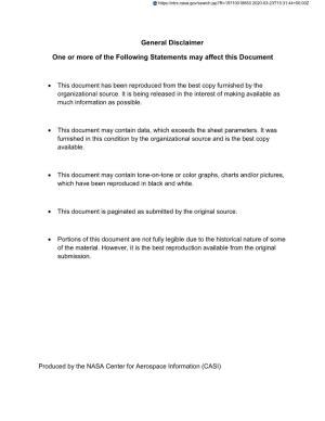 General Disclaimer One Or More of the Following Statements May Affect This Document
