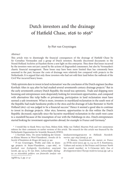 Dutch Investors and the Drainage of Hatfield Chase, 1626 to 1656*