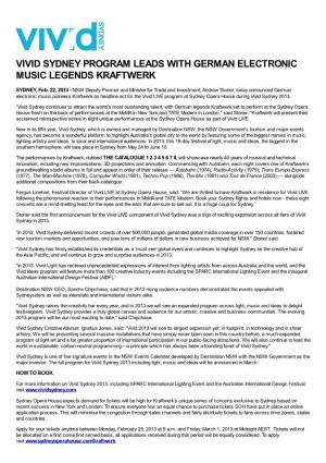 Vivid Sydney Program Leads with German Electronic Music Legends Kraftwerk