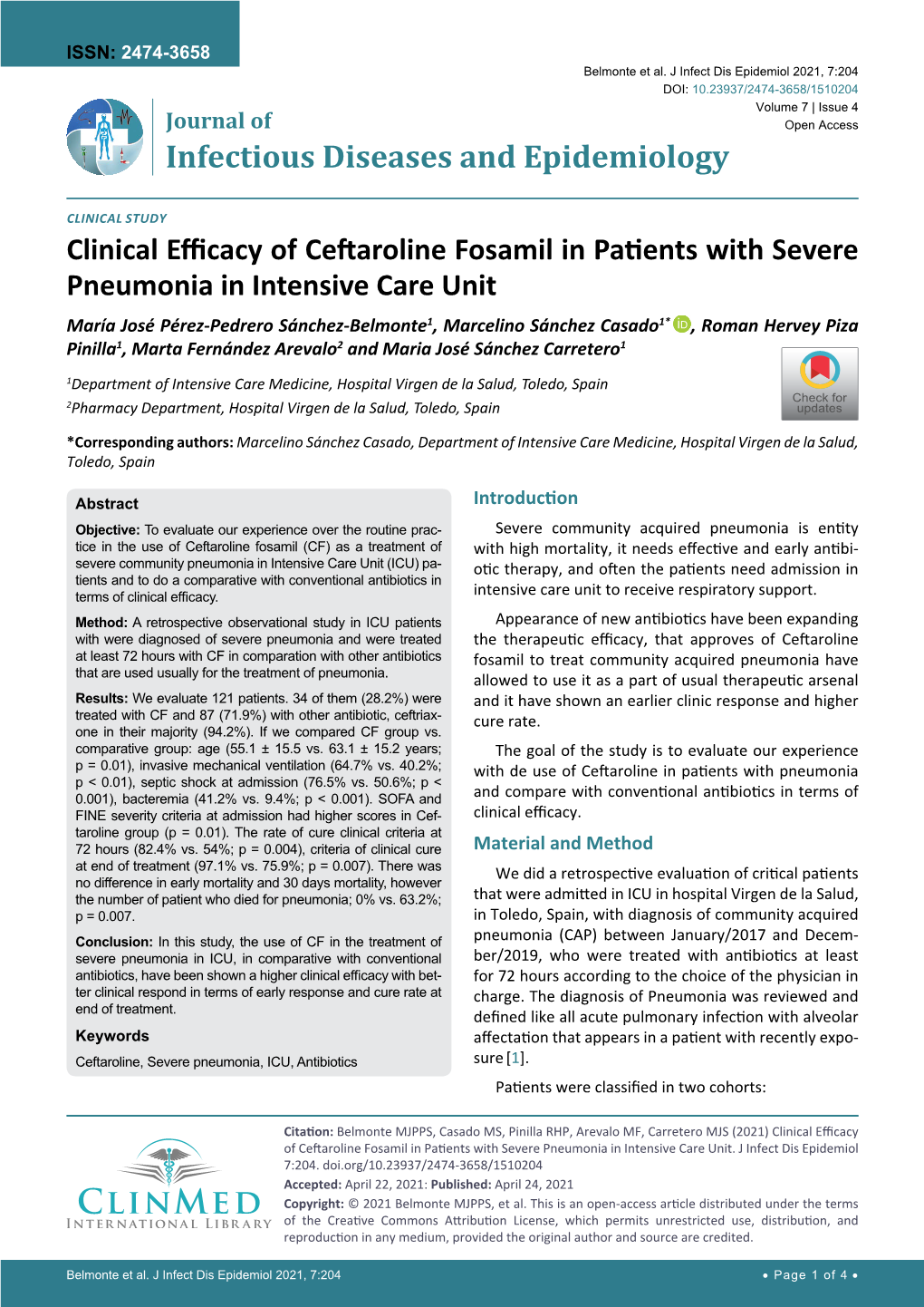 Clinical Efficacy of Ceftaroline Fosamil in Patients with Severe Pneumonia