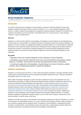 Acute Headache: Diagnosis by Stephanie J Nahas MD (Dr