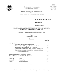 Development Committee Document