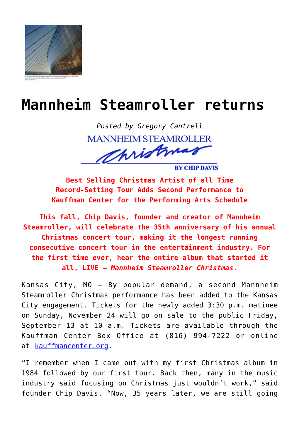 Mannheim Steamroller Returns