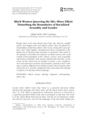 Black Women Queering the Mic: Missy Elliott Disturbing the Boundaries of Racialized Sexuality and Gender