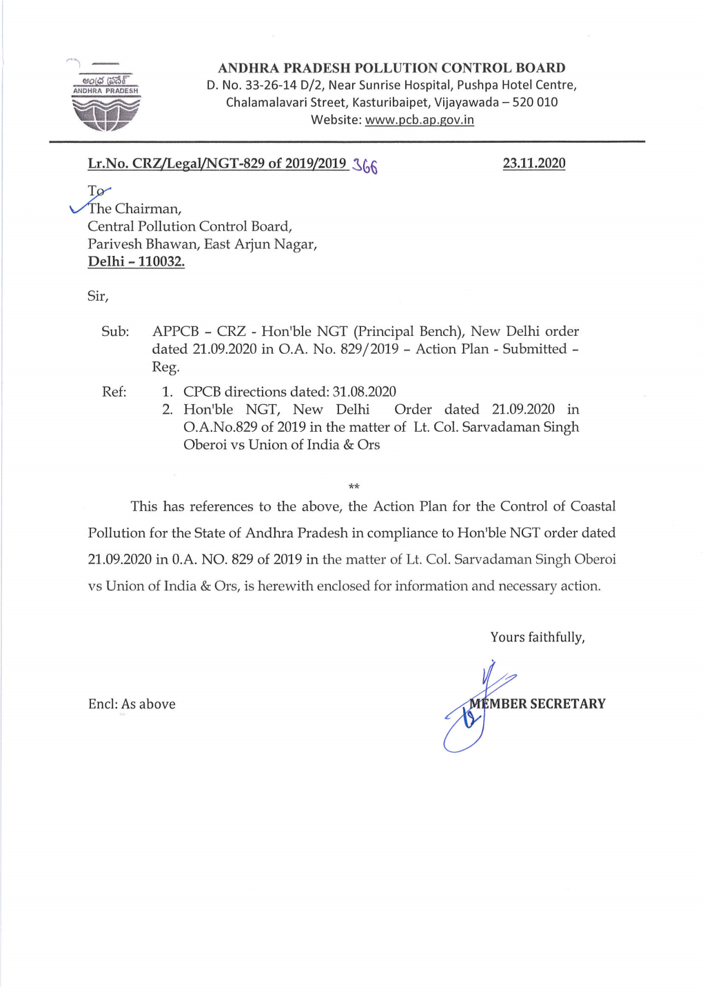 ACTION PLAN for Control of Coastal Pollution of Andhra Pradesh (Srikakulam to Nellore)