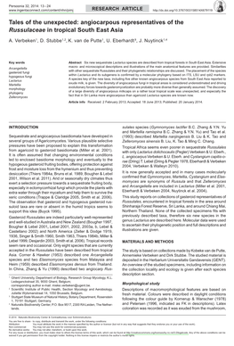 Angiocarpous Representatives of the &lt;I&gt;Russulaceae&lt;/I&gt;