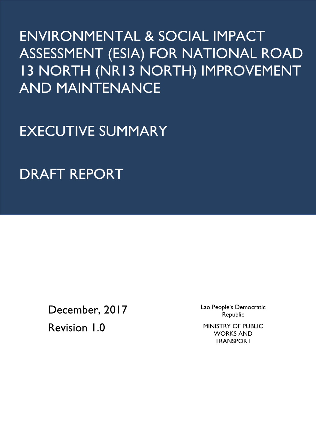 Environmental & Social Impact Assessment (Esia