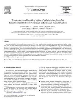 Temperature and Humidity Aging of Poly(P-Phenylene-2,6